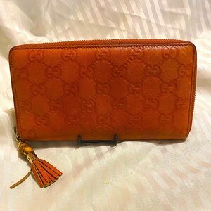 Auth Gucci Bamboo Zip Around Wallet - excellent condition Guccissima web pattern